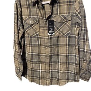 Molokai Men's Long Sleeve Plaid Button-Up Shirt - Olive/Tan